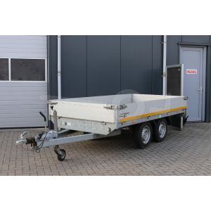Plateauwagen Eduard 3116-4-PB30-200-72, Lxb 310x160cm, Bruto 2000kg (netto 1570kg), Lvh 72cm, Alu borden 30cm, Tandemas geremd.