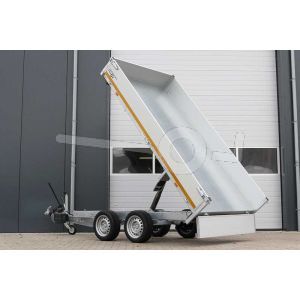 Eduard achterwaartse kipper 3118-4-1B40-300-P-63, Lxb 310x180cm, Bruto 3000kg (2308kg netto), Elektrische en handmatige bediening, Lvh 63cm, Borden 40cm, Tandemas geremd, Banden 195/50R13