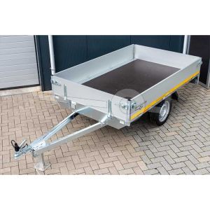 Plateauwagen Eduard, 2014-1-P3-0763, Lxb 200x145cm, Bruto 750kg (570kg netto), Lvh 63cm, Alu borden 30cm, Enkelas ongeremd, Banden 195/50R13.