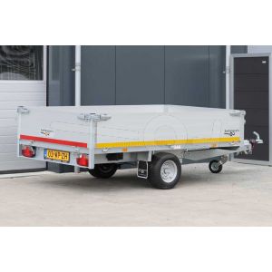 Enkelas plateauwagen Eduard afmeting 260x150cm met 40cm borden, bruto laadvermogen 1500kg, laadvloerhoogte 56cm