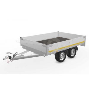 Eduard plateauwagen 2618-4-PB30-075-63, Lxb 260x180cm, Bruto 750kg (253kg netto), Lvh 63cm, Alu borden 30cm, Tandemas geremd, Banden 195/50R13