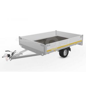 Eduard plateauwagen 2618-3-PB30-100-56, Lxb 260x180cm, Bruto 1000kg (635kg netto), Lvh 56cm, Alu borden 30cm, Enkelas geremd, Banden 195/55R10