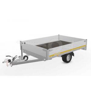 Eduard plateauwagen 2618-3-PB30-150-56, Lxb 260x180cm, Bruto 1500kg (1135kg netto), Lvh 56cm, Alu borden 30cm, Enkelas geremd, Banden 195/55R10
