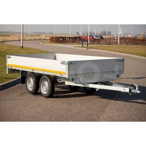 Eduard plateauwagen met 40cm borden, 310x160cm, bruto laadvermogen 750kg ongeremd, laadvloerhoogte 72cm