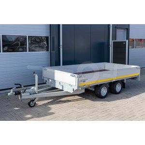 Eduard plateauwagen 3118-4-PB40-200-56, Lxb 310x180cm, Bruto 2000kg (1481kg netto), Lvh 56cm, Alu borden 40cm, Tandemas geremd, Banden 195/55R10
