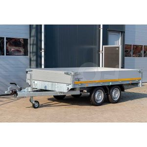 Eduard plateauwagen 3118-4-PB30-200-72, Lxb 310x180cm, Bruto 2000kg (1503kg netto), Lvh 72cm, Alu borden 30cm, Tandemas geremd, Banden 155R13