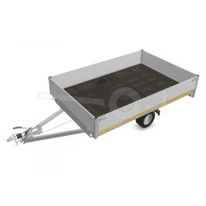 Eduard plateauwagen 3120-3-PB40-100-56, Lxb 310x200cm, Bruto 1000kg (626kg netto), Lvh 56cm, Alu borden 40cm, Enkelas geremd, Banden 195/55R10