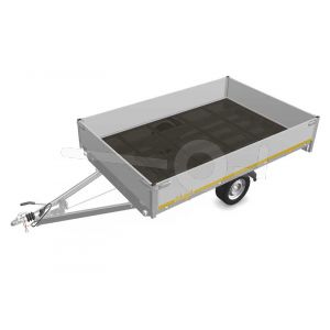 Eduard plateauwagen 3120-3-PB40-100-63, Lxb 310x200cm, Bruto 1000kg (626kg netto), Lvh 63cm, Alu borden 40cm, Enkelas geremd, Banden 195/50R13