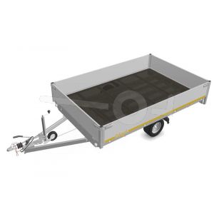 Eduard plateauwagen 3120-3-PB40-135-56, Lxb 310x200cm, Bruto 1350kg (956kg netto), Lvh 56cm, Alu borden 40cm, Enkelas geremd, Banden 195/55R10