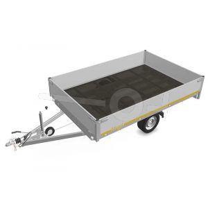 Eduard plateauwagen 3120-3-PB40-135-63, Lxb 310x200cm, Bruto 1350kg (956kg netto), Lvh 63cm, Alu borden 40cm, Enkelas geremd, Banden 195/50R13