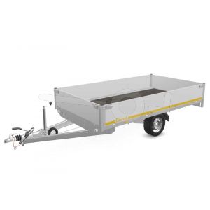 Eduard plateauwagen 3318-3-PB40-180-63, Lxb 330x180cm, Bruto 1800kg (1392kg netto), Lvh 63cm, Alu borden 40cm, Enkelas geremd, Banden 195/50R13