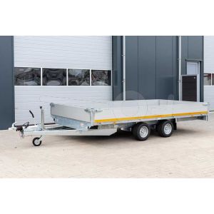 Eduard geremde tandemasser plateauwagen 3518-4-PB30-270-56, 356x180cm met 30cm aluminium borden, bruto laadvermogen 2700kg, laadvloerhoogte 56cm op bandenmaat 195/55R10