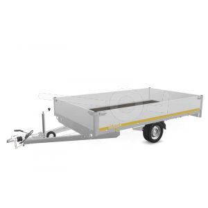 Eduard plateauwagen 3520-3-PB40-180-63, Lxb 350x200cm, Bruto 1800kg (1371kg netto), Lvh 63cm, Alu borden 40cm, Enkelas geremd, Banden 195/50R13