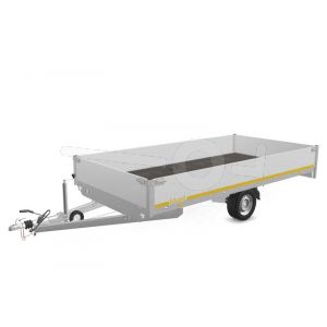 Eduard plateauwagen 4020-3-PB40-180-63, Lxb 406x200cm, Bruto 1800kg (1239kg netto), Lvh 63cm, Alu borden 40cm, Enkelas geremd, Banden 195/50R13