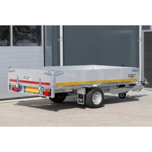 Eduard multitransporter 2615-3-POB30-150-56, Lxb 260x150cm, Bruto 1500kg (1130kg netto), Lvh 56cm, Alu borden 30cm, Enkelas geremd, Banden 195/55R10, Met oprijplaten (geen lier).