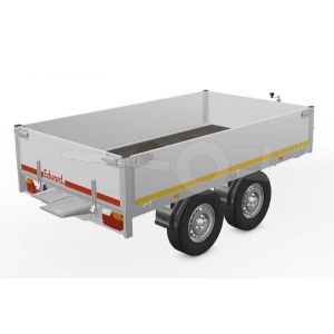 Eduard multitransporter 2615-4-PO4-2072, Lxb 260x150cm, Bruto 2000kg (1487kg netto), Lvh 72cm, Alu borden 40cm, Tandemas geremd, Banden 155R13, Met oprijplaten (geen lier).