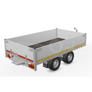 Eduard multitransporter 2615-4-PO4-2756, Lxb 260x150cm, Bruto 2700kg (2187kg netto), Lvh 56cm, Alu borden 40cm, Tandemas geremd, Banden 195/55R10, Met oprijplaten (geen lier).