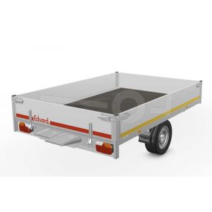 Eduard multitransporter 2618-3-POB30-135-63, Lxb 260x180cm, Bruto 1350kg (937kg netto), Lvh 63cm, Alu borden 30cm, Enkelas geremd, Banden 195/50R13, Met oprijplaten (geen lier).