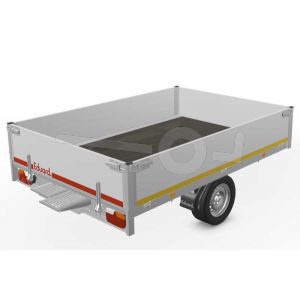 Eduard multitransporter 2618-3-POB40-135-63, Lxb 260x180cm, Bruto 1350kg (919kg netto), Lvh 63cm, Alu borden 40cm, Enkelas geremd, Banden 195/50R13, Met oprijplaten (geen lier).