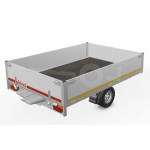 Eduard multitransporter 2618-3-POB40-150-56, Lxb 260x180cm, Bruto 1500kg (1069kg netto), Lvh 56cm, Alu borden 40cm, Enkelas geremd, Banden 195/55R10, Met oprijplaten (geen lier).