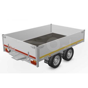 Eduard multitransporter 2618-4-POB40-200-63, Lxb 260x180cm, Bruto 2000kg (1437kg netto), Lvh 63cm, Alu borden 40cm, Tandemas geremd, Banden 195/50R13, Met oprijplaten (geen lier).
