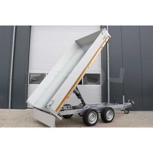 Eduard achterwaartse kipper 3118-4-1B40-200-J-63, Lxb 310x180cm, Bruto 2000kg (1424kg netto), Handmatige bediening, Lvh 63cm, Borden 40cm, Tandemas geremd, Banden 195/50R13