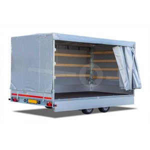 Huifdoek 310x180x160cm 3118-Z-SFZ-16-7500 ten behoeve van huif met schuifzeil voor Eduard plateauwagen, multitransporter of kipper met een laadbak van 310x180cm. Hoogte 160cm gemeten vanaf de laadvloer. Kleur van het huifdoek is 7500 grijs.