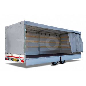 Huifdoek 506x220x160cm 5022-Z-SFZ-16-7500 ten behoeve van huif met schuifzeil voor Eduard plateauwagen of multitransporter met een laadbak van 506x220cm. Hoogte 160cm gemeten vanaf de laadvloer. Kleur van het huifdoek is 7500 grijs.