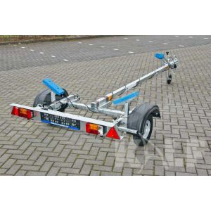 Sportboottrailer serie 400x160 (lxb), bruto 450kg (325 netto), met glijplanken pakket (ook voor schroefas), banden 13", enkelas