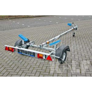 Sportboottrailer serie 400x160 (lxb), bruto 450kg (325 netto), met glijplanken pakket (ook voor schroefas), banden 13", enkelas