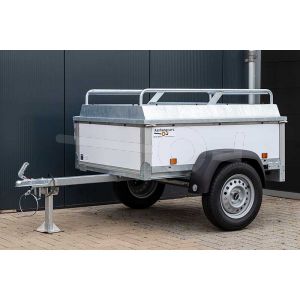 Power Trailer bagagewagen 150x110x50cm wit plywood type NR.B 150 bruto 750kg ongeremd