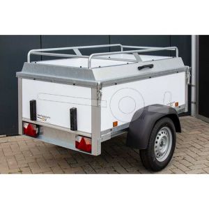 Bagagewagen Power Trailer (lxbxh) 175x110x60cm, type NR.B 175, Bruto 750kg (550kg netto), Witte ppl panelen, Enkelas ongeremd, Banden 155/80R13