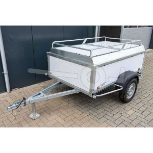 Bagagewagen Power Trailer  (lxbxh) 200x132x60cm, type NR.M 200, Bruto 750kg (500kg netto), Witte ppl panelen, Enkelas ongeremd, Banden 155/80R13