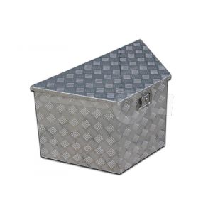 Aluminium materiaalkist met schuine zijden, afmeting 864x482(406)x457 mm, voorzien van slot.