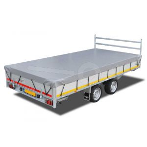 Grijs vlakzeil voor Eduard Trailer plateauwagen, kipper of multitransporter met een laadbak van 330x180cm