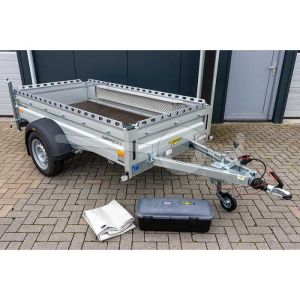 Aanhangwagen Humbaur HA 132513 Allrounder RSD met oprijplaten, Enkelas geremd, Bruto 1300kg (1011kg netto, Laadvloerhoogte 53cm, Aluminium borden 40cm, Banden 185/65R14