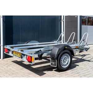 Motortrailer voor 3 motoren 209x136 (lxb bak), bruto 750kg (575 netto), vloerhoogte 52cm, oprijhoek 15º,  banden 13", enkelas