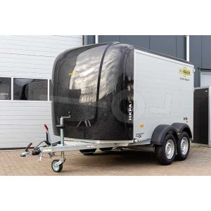 Humbaur HKPA 263217 gesloten aanhangwagen motortrailer, alu/poly 328x177x180cm (lxbxh), Bruto 2600kg (1900kg netto), neergaande achterklep, laadvloerhoogte 55cm, zijdeur, banden 15", tandemas