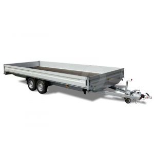 Humbaur plateauwagen HT 305221 GR,  522x207cm, bruto 3000kg (2250 netto), laadvloerhoogte 79cm, 35cm aluminium borden, banden 14", tandemas geremd