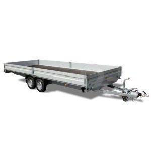 Humbaur plateauwagen HT 356221 GR,  622x207cm, bruto 3500kg (2560 netto), laadvloerhoogte 77cm, 35cm aluminium borden, banden 14", tandemas geremd