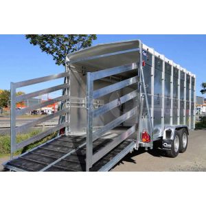 Blyss veetrailer VT2736HT. LxBxH 360x177x186cm. Bruto 2700kg (1710kg netto). Tandemasser. Banden 185R14.