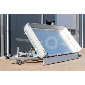 Eduard 3-zijdige kipper met oprijplaten 3520-4-3O3-3063-P, Lxb 356x200cm, Bruto 3000kg (2157kg netto), Elektrische en handmatige bediening, Lvh 63cm, Borden 30cm, Tandemas geremd, Banden 195/50R13