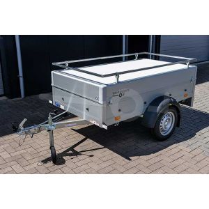 Bagagewagen aluminium Humbaur (lxbxh) 251x131x48cm, type Startrailer H 752513 met deksel+reling, Bruto 750kg (602kg netto), Aluminium wanden, Enkelas ongeremd, Banden 145/80R13