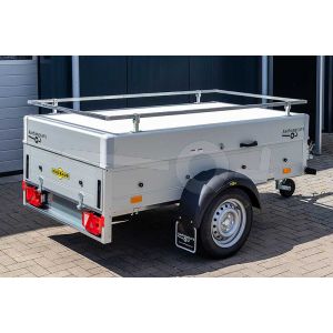 Humbaur aluminium  bagagewagen (lxbxh) 205x110x48cm, type  Startrailer H 752010 met deksel en reling, Bruto 750kg (593kg netto), Aluminium wanden, Enkelas ongeremd, Banden 145/80R13