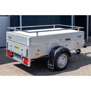 Humbaur aluminium  bagagewagen (lxbxh) 205x110x48cm, type  Startrailer H 752010 met deksel en reling, Bruto 750kg (593kg netto), Aluminium wanden, Enkelas ongeremd, Banden 145/80R13