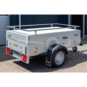 Humbaur aluminium bagagewagen (lxbxh) 251x131x48cm, type Startrailer H 132513 met deksel+reling, Bruto 1300kg (1078kg netto), Aluminium wanden, Enkelas geremd, Banden 185/65R14
