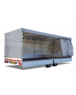 Huifdoek 456x200x220cm 4520-Z-SFZ-22-7500 ten behoeve van huif met schuifzeil voor Eduard plateauwagen of multitransporter met een laadbak van 456x220cm. Hoogte 220cm gemeten vanaf de laadvloer. Kleur van het huifdoek is 7500 grijs.