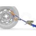 Autospanband voor het vastzetten van een auto. Bevestiging door de velg van de auto. Afmeting 200cm lang 50mm breed.