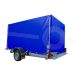Blauwe huif voor de Humbaur HKT zakbare transporter 250 x 156 cm met een dakhoogte van 160 cm vanaf de laadvloer.