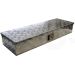 Materiaalkist aluminium, 950x320x150mm, voorzien van een lang pianoscharnier en afgewerkt met een rubberen stootrand en slot